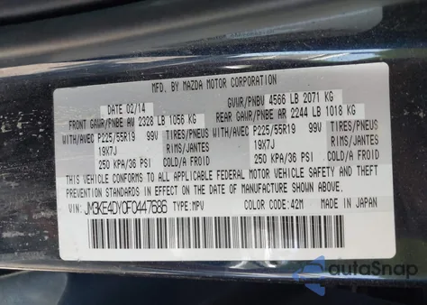 2015 Mazda Cx-5 Grand Touring z USA, uszkodzony, nr VIN JM3KE4DY0F0447686